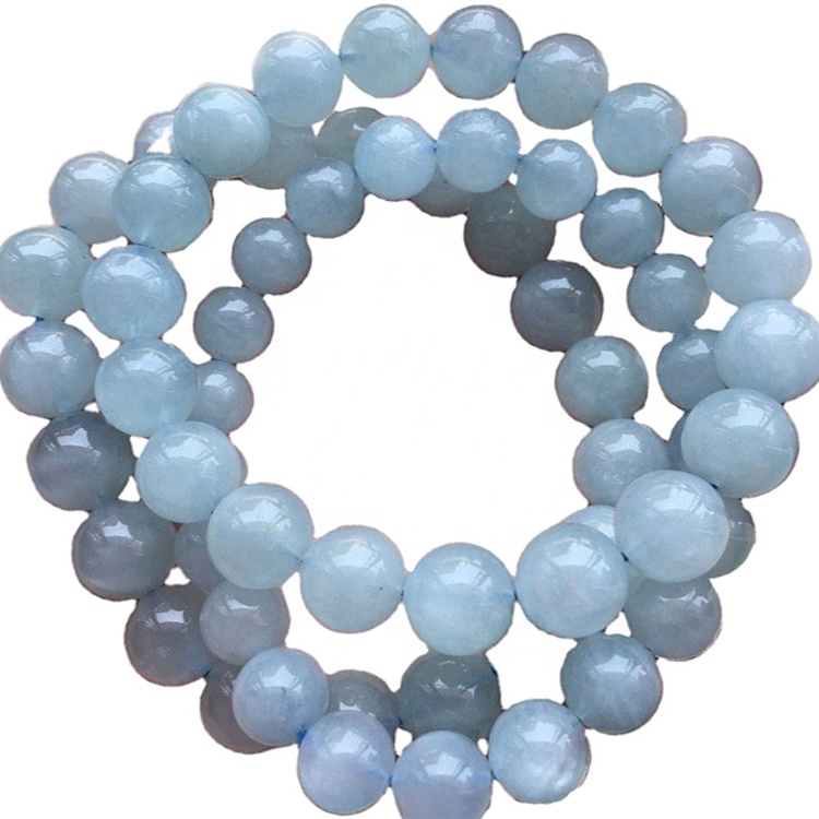 vendita all'ingrosso più alta pietra preziosa naturale genuina del braccialetto dell'acquamarina blu lattiginosa 40