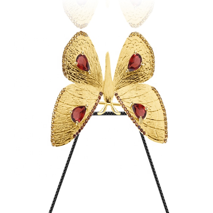 Πεταλούδα σχήμα 18 καράτια χρυσό κοσμήματα κρεμαστό κόσμημα 925 στερλίνα ασημένιο κολιέ 17