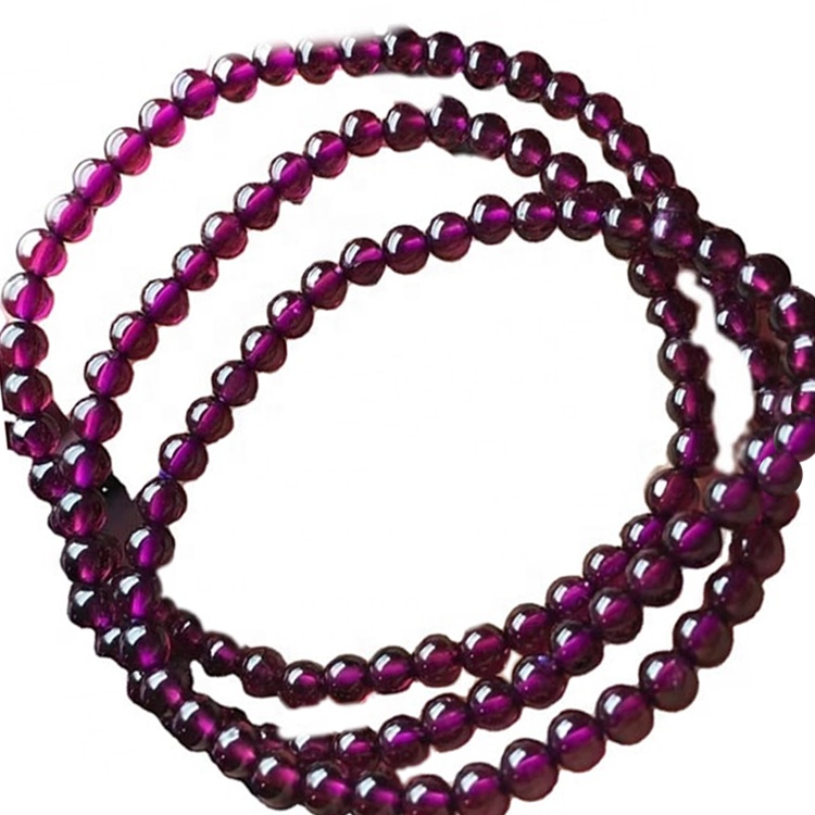2-6mm náttúrulegar lausar fjólubláar kringlóttar granatperlur í heildsölu 40
