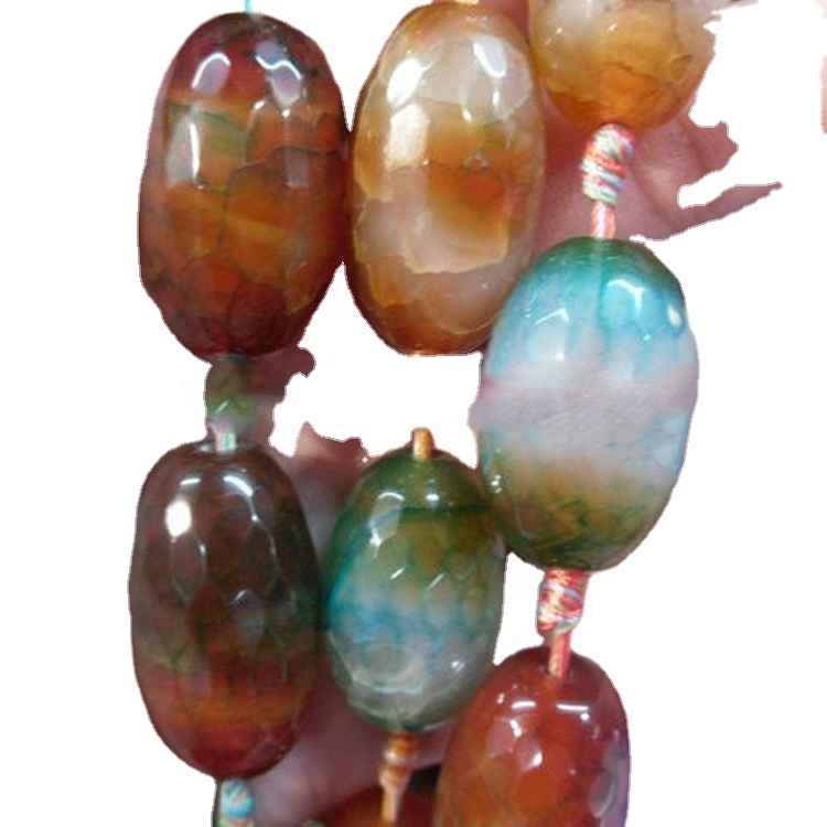 Litríkar perlur úr agat gimsteini 41