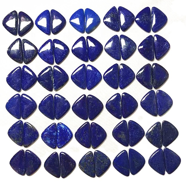 Natural Lapis Lazuli par Cabochon Lapis Fancy Shape Lapis Lazuli Designer Pair Gemstone fyrir skartgripa 40