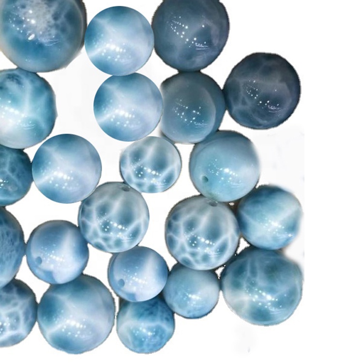 8mm Natyrore Dominikane Larimar Round Smooth AA grade Semi-Pritës rruaza 17