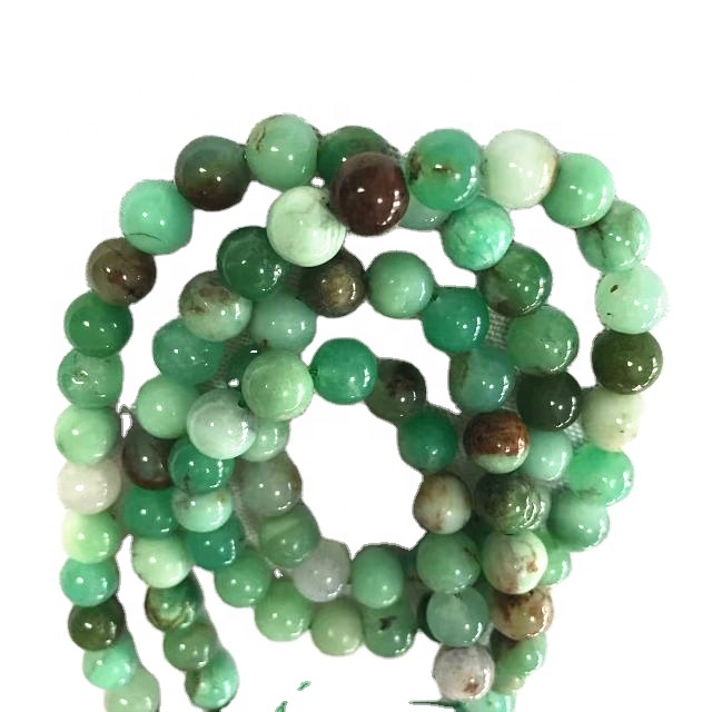 Náttúruleg gemstone chrysoprase perlur slétt umferð perlur skartgripir 41