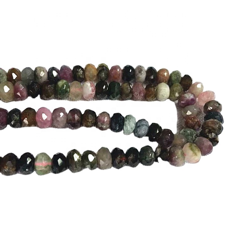 Natural Tourmaline Rondelle Faceted Shape Пацеркі змешаных кветак Gemstone Strings 40