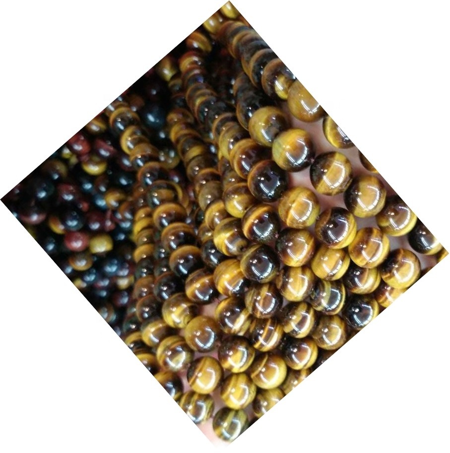 Natural Tiger Eye Round perlur hágæða 3a bekk slétt umferð tígrisdýr auga perlur 41