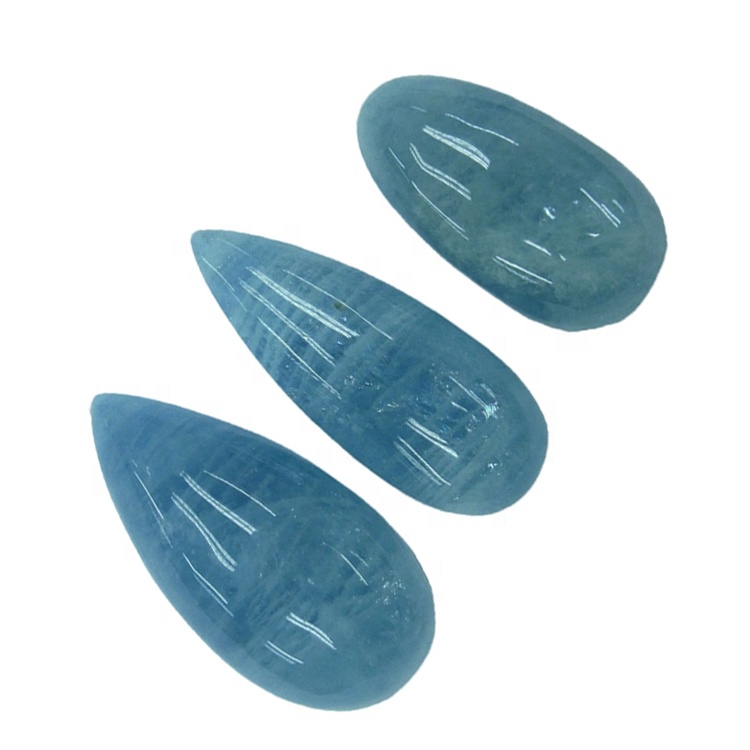 Prírodná modrá Aquamarine hruška tvar Cabochon voľný drahokam na výrobu šperkov 41