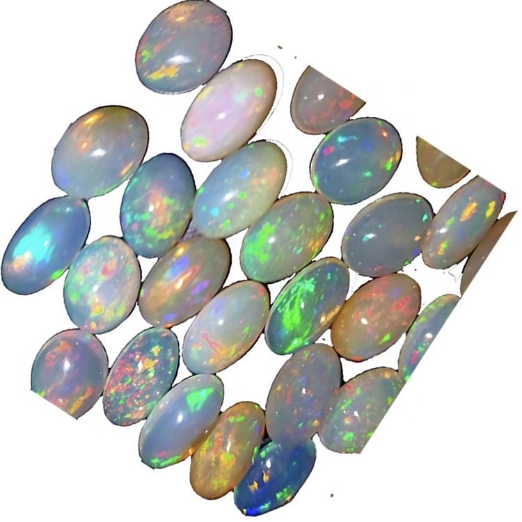 Oval Shape White Opal Cabochons Stone Heildverslun 36