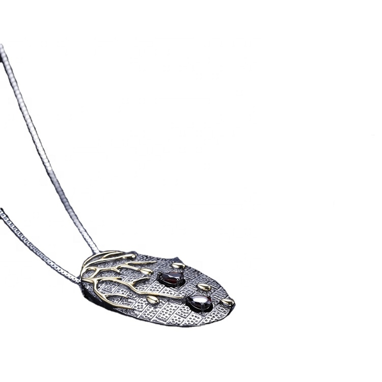 Վիկտորիանական ռուբլի ներգրավվածության վզնոց .14K կամ 18K սեւ ոսկի երկու տոնով ոսկու կարմրության տարեդարձի կախազարդ 17