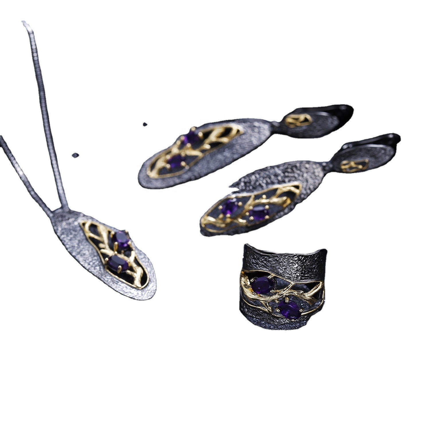 Holur út gullhúðuð fjólubláa spinel hringi 15