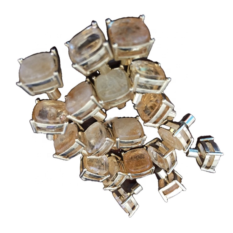 Запонки Citrine Gemstone Серебряная манжета и галстук-клип наборы 925 Стерлингового серебра Устройство коготь 17