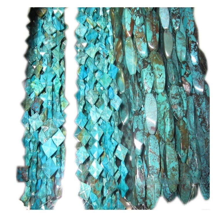 Dəyirmi gemstone muncuq təbii firuzəyi üzü 41