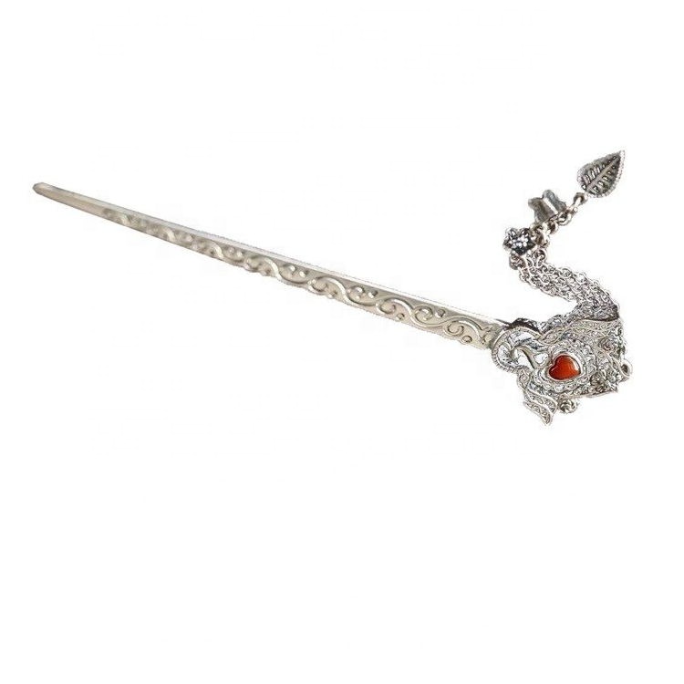 Sterling Silber Natürliche Türkis Haarnadel Chinesischen Stil Vintage Schmuck 17