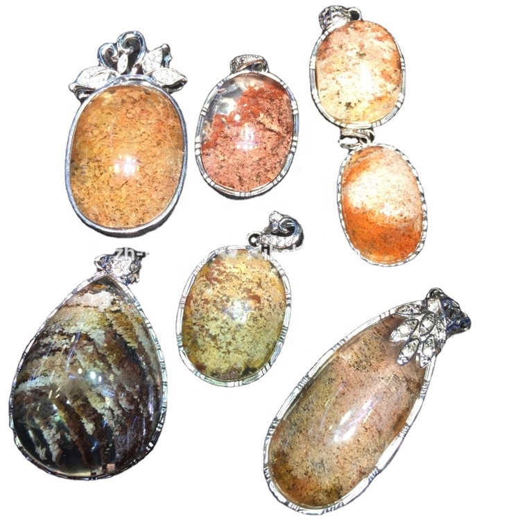 Զարդերի բնական ռուտիլացված քվարց `925 արծաթե կախազարդ նորաձեւության հում քարե զարդեր 17