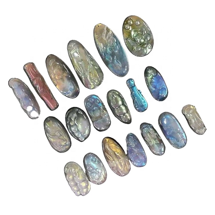 Madhësi të ndryshme gjysmë-çmuar gur i çmuar labradorit skulls gdhendje 17