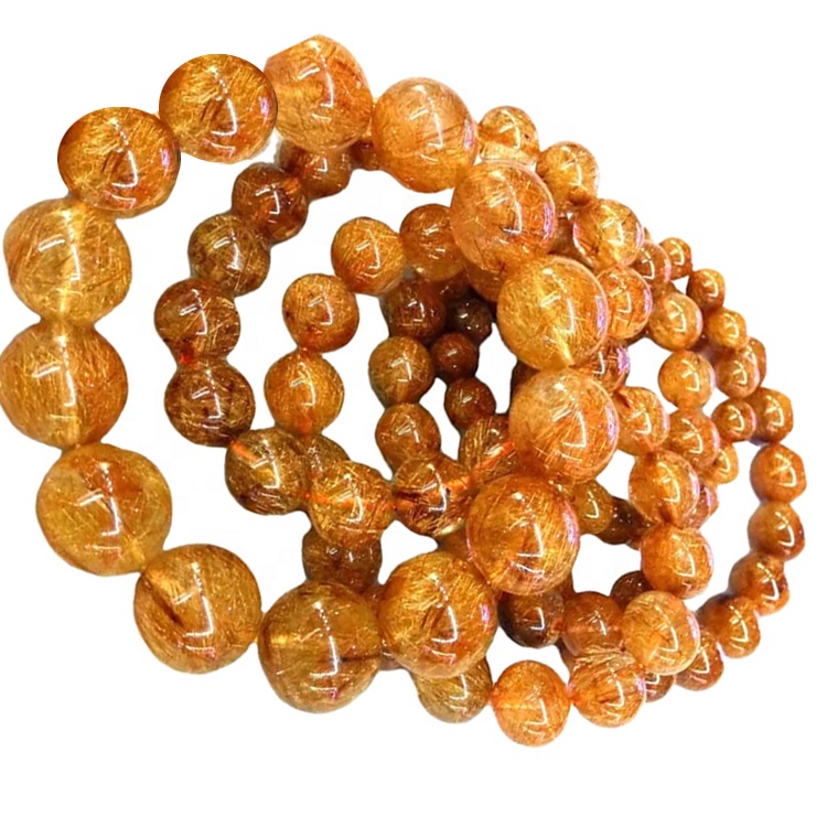 Kupfer Rutiléiert Quarz Ronn Perlen maachen Grousshandel Bracelet Natursteen Bijouen 40
