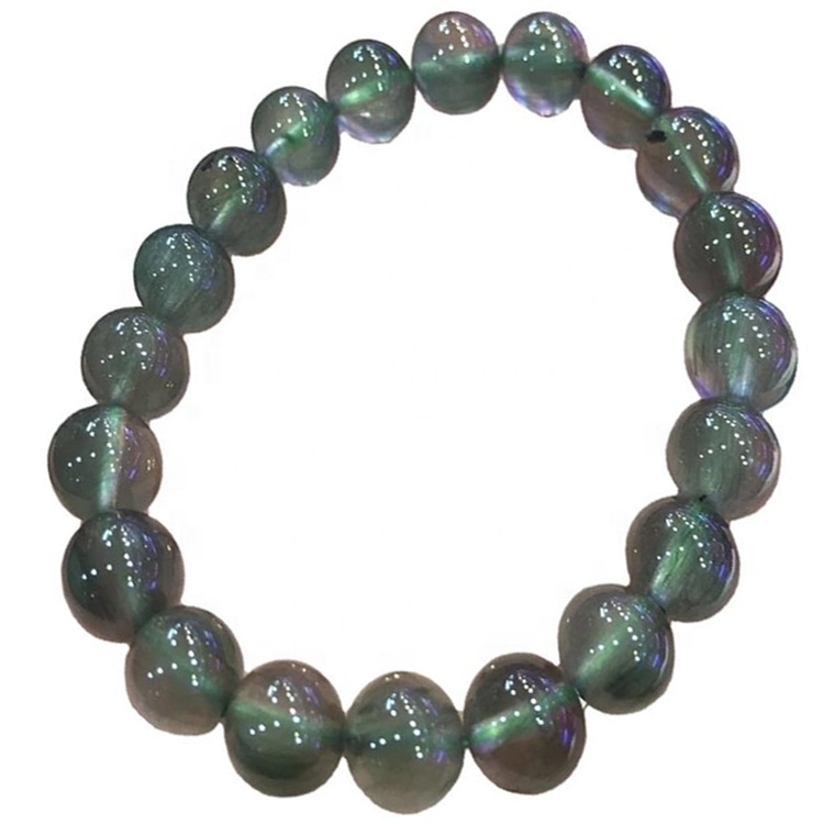 Bracciali per perline rotonde al quarzo rutilazione verde 40