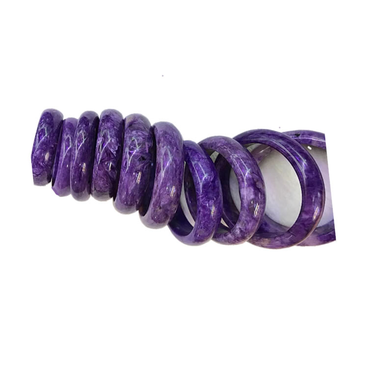 Կլոր ձեւով Charoite Bangle Պատրաստեք մեծածախ իրական ռուսական Charoite Bangle Nature Geemstone Bane Banuine Charoite առանց ներկված 40