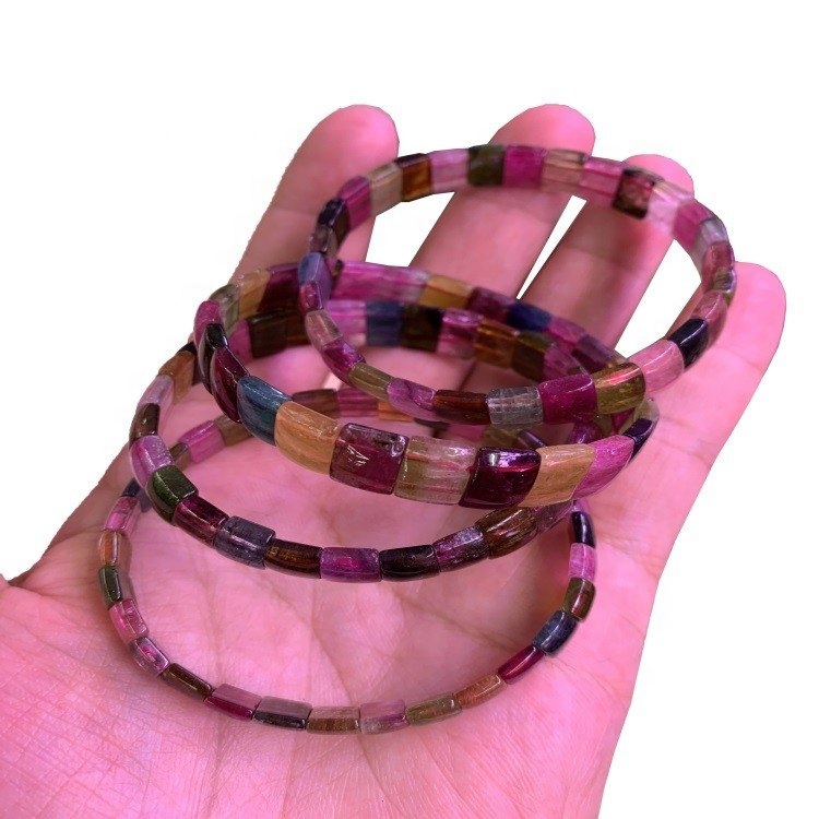Оптовые граненые натуральные красочные турмалиновые браслеты драгоценного камня браслеты горячей продажи 30