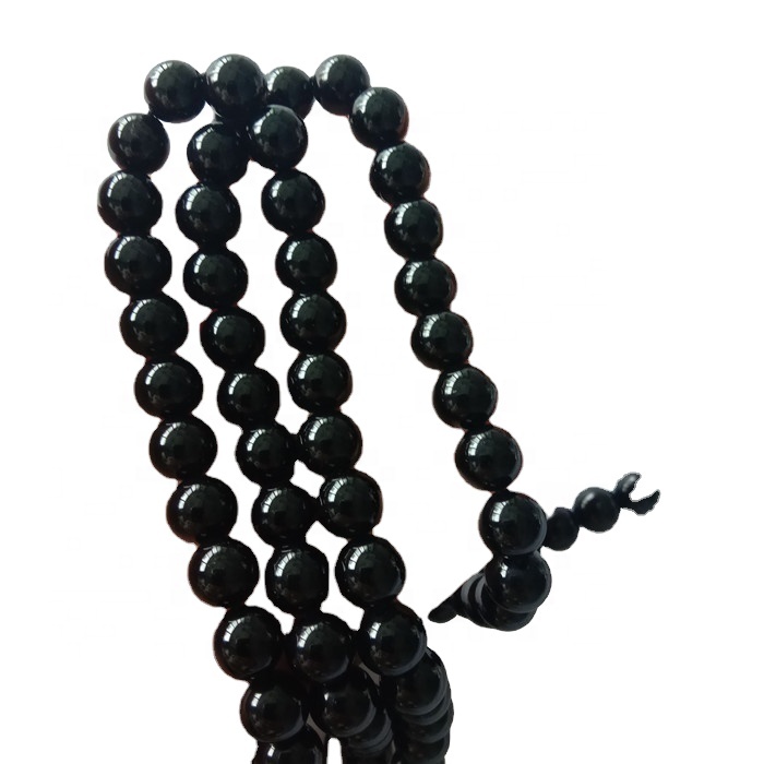 8mm Φυσική Μαύρη Τουρμαλίνη πολύτιμοι λίθοι στρογγυλά χάντρες 40cm πλήρες σκέλος Μαύρες χορδές Beaded Beading 17