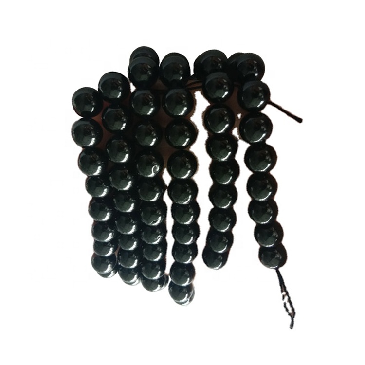 Natural Black Spinel Gemstone Round Perlur 8mm Black Spinel Perlur Strings Skartgripir 17