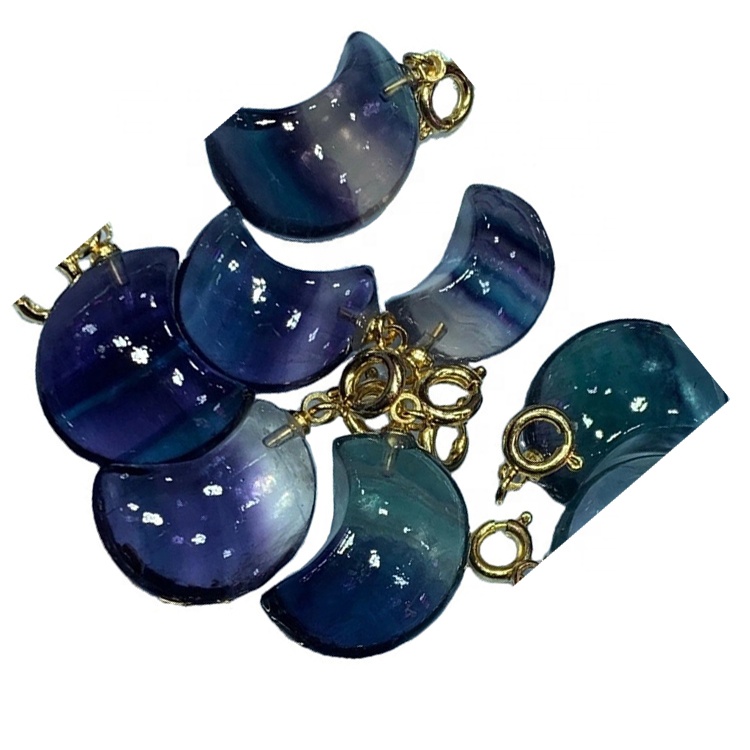 Fluorit gdhendur Moon Cabochon Stone Artizanatit Gemstone Gemstone Gemstone Flamruri Moon i personalizuar 41