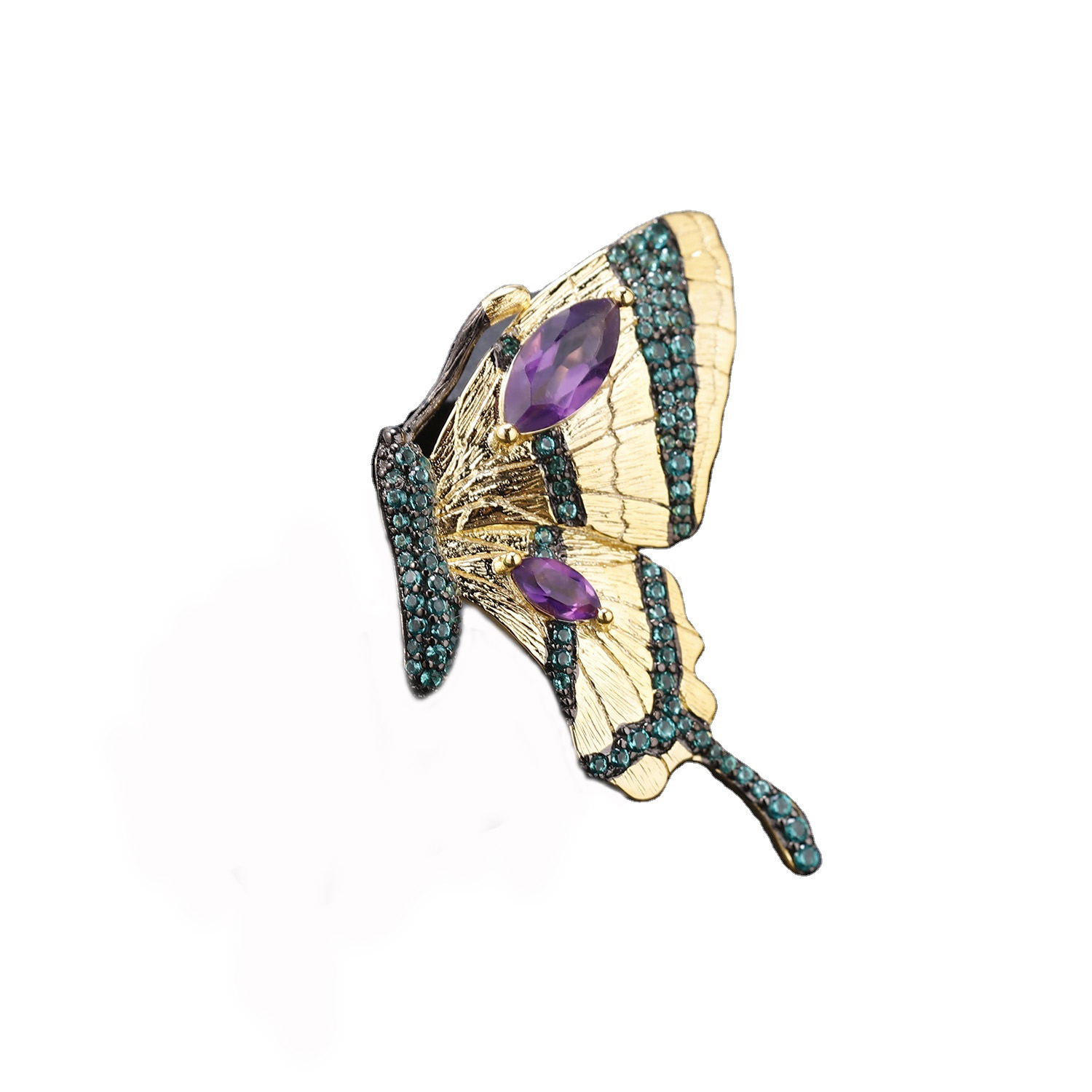 Привезак за микро паве лептир, привезак златни тон 17