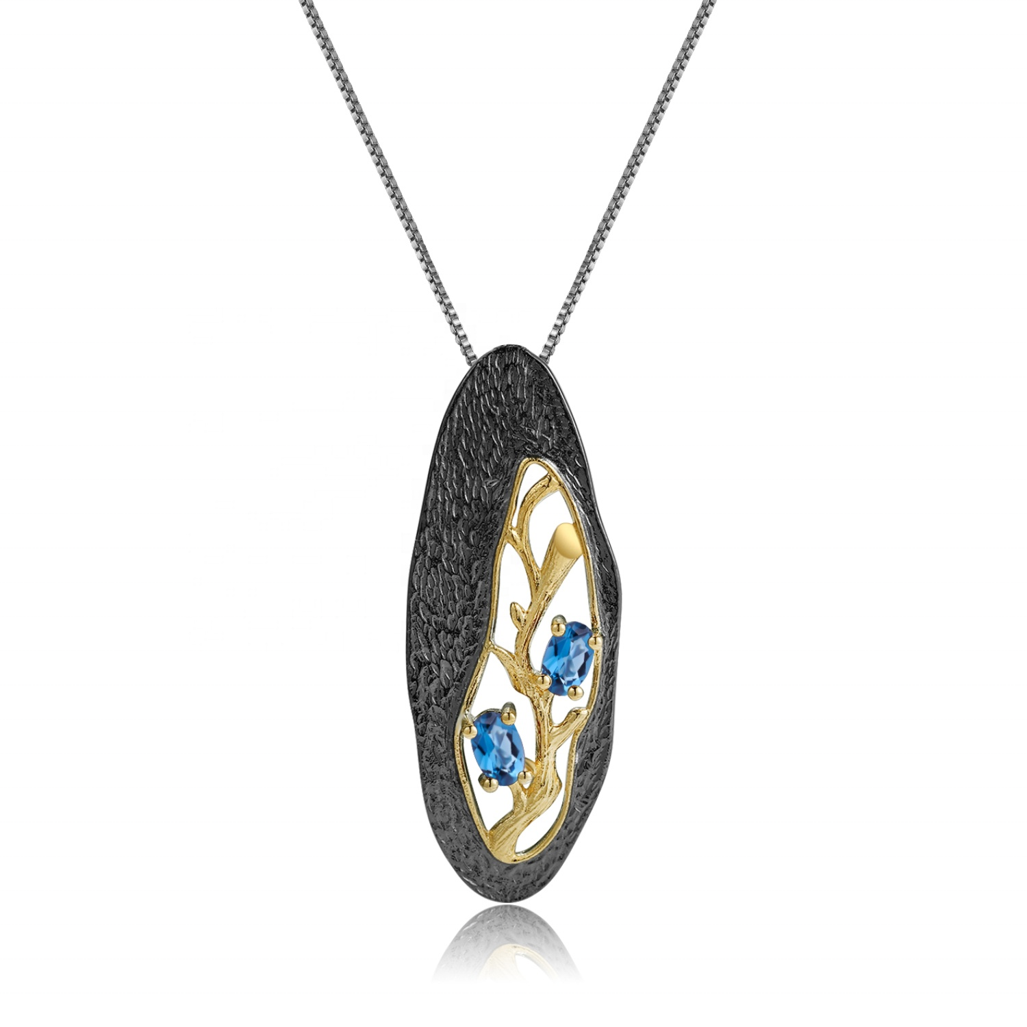 Blue Sapphire Halskette / 14k zolitt Gold Saphire Halskette / Kaddo fir Mamm 17