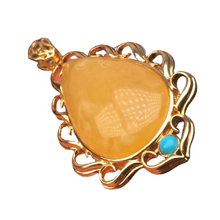 Արցունքաբեր ձեւի ոսկե plated սաթ կախազարդ 17