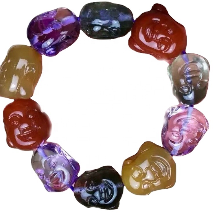 Naturlig forskjellig farge kvarts gemstone carved beadle armbånd gjør engros 17