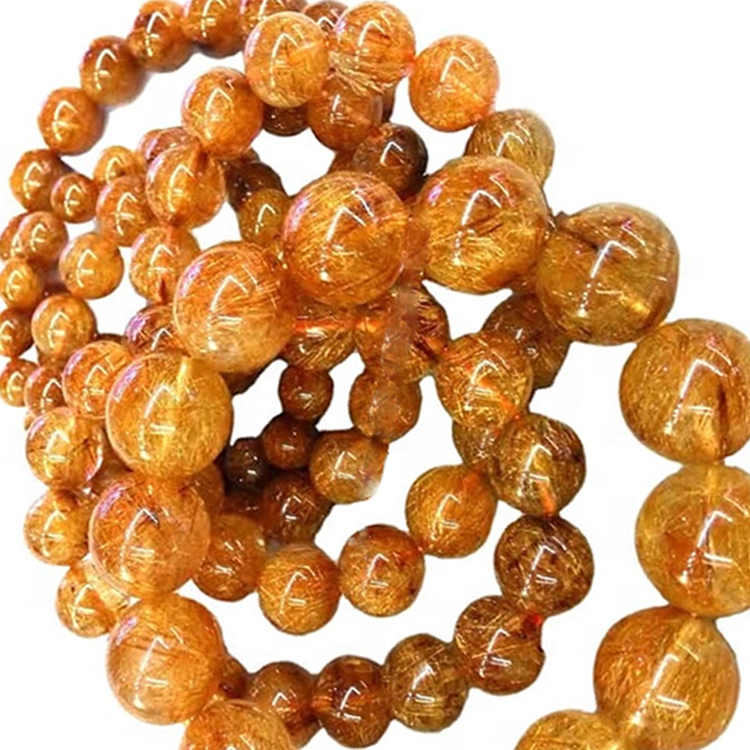 Billigere qualität runde kupfer rutiliert quarz perlen armband machen großhandel 17