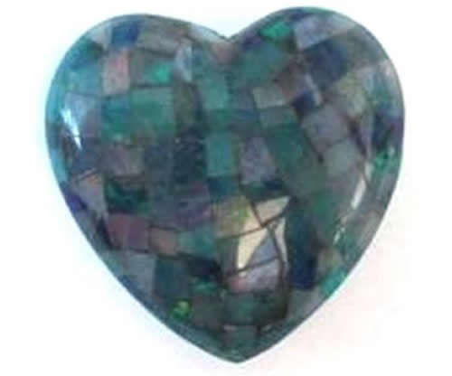 Велепродаја ручно рађене природне Америке ТУРКУОСЕ Обсидиан Хеарт Схапе Мосаиц Цабоцонс 41