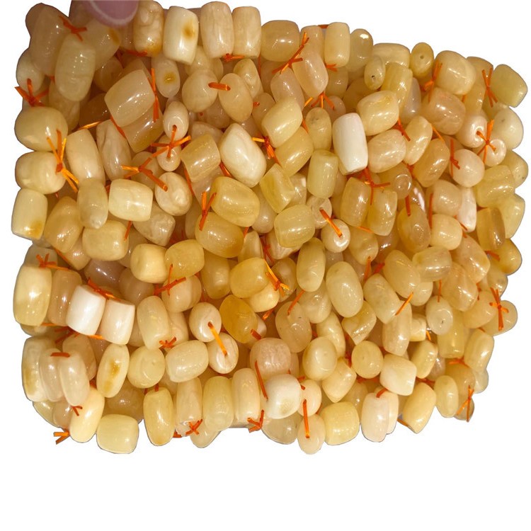 Gleiniau Tiwb Melyn Ambr Naturiol Amber Naturiol Gemstone rhydd i wneud gemwaith 17