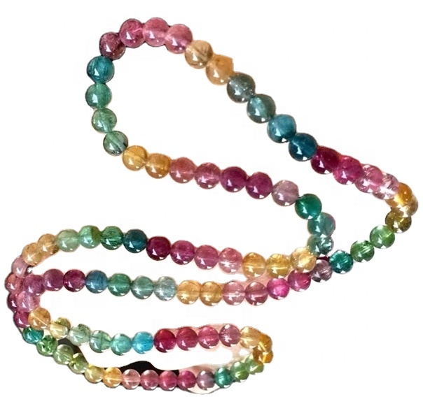 Natural Homemade 8mm Mixed Color Strenchy Crystal Bead Tourmaline бранзалет 17