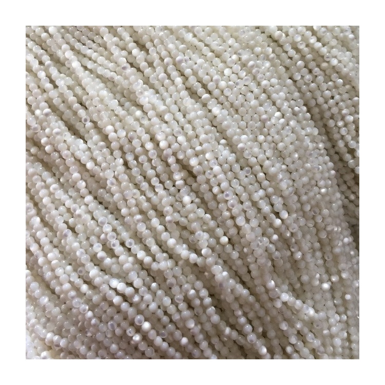 Stærð 4mm 4.25mm 4.5mm 4.75mm Natural White Deep Sea Shell Tridacna Umferð perlur 17