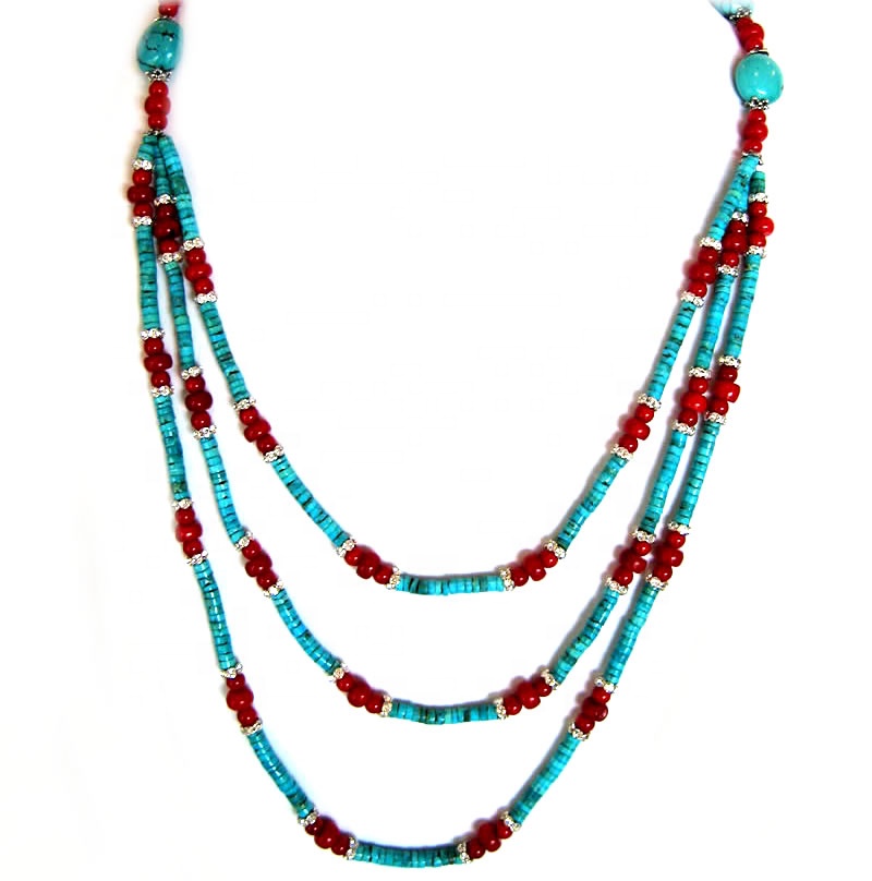 Chunky Turquoise Boho Necklace genuina Turquoise monile Turquoise Statement Books 17