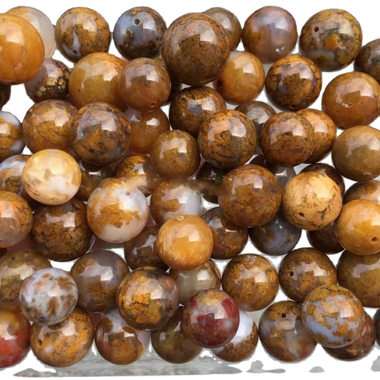 lögun umferð gras Agate Strand Heildverslun Birgir Laus Strand Gemstone Perlur 40