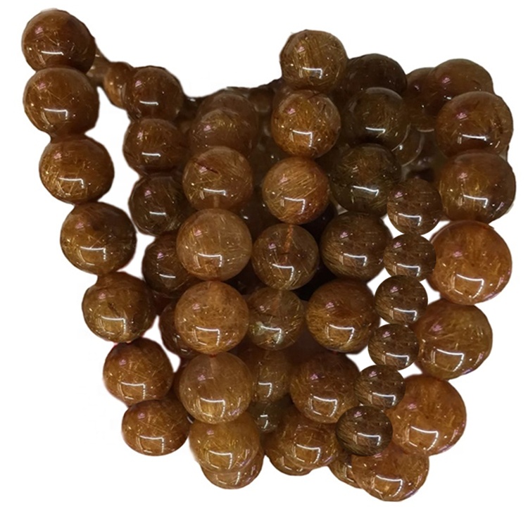 4mm 6mm 8mm 10mm 12mm nice raundin e bakrit natyrore ruturated kuarc shtrirje beaded byzylyk gur i çmuar 17