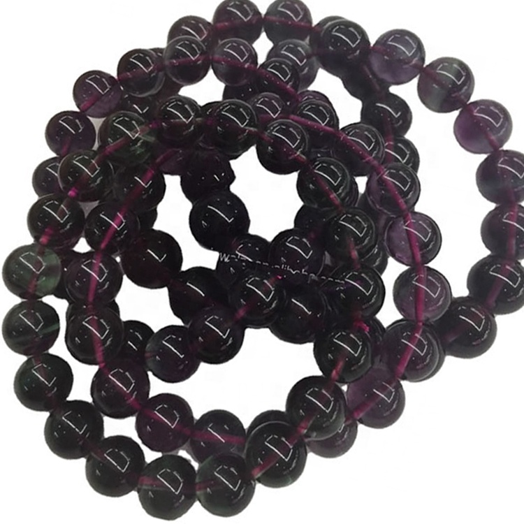 Fluorite kristal dəyirmi muncuq uzanır bilərzik 17