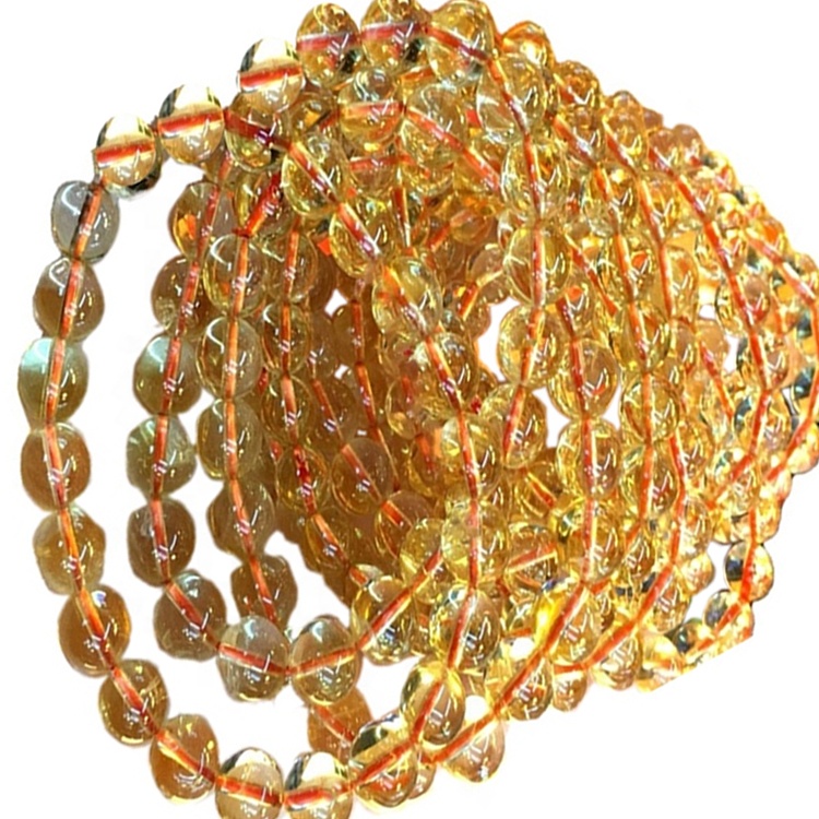 8 մմ կլոր բնական ցիտրինի քարե բշտիկներով հարմարեցված ձեռնաշղթա 15