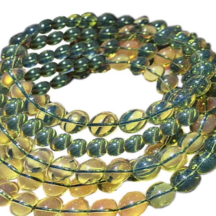 100% природно 7 мм Bule бурштиновий круглий бісерний браслет Ювелірні вироби / подарункові / унісекс ювелірні вироби 17