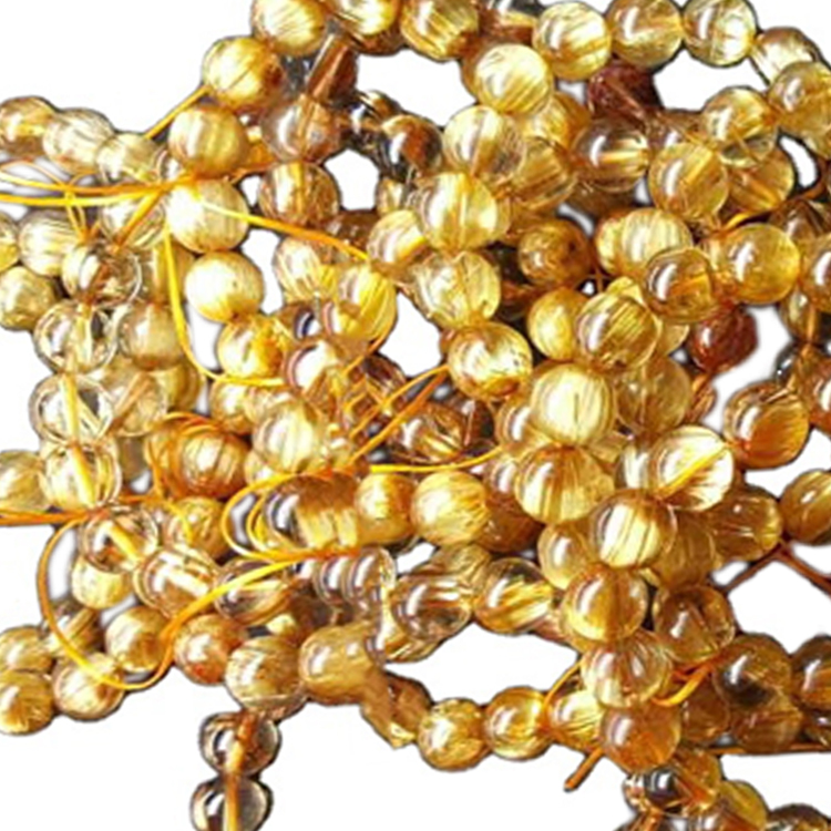 6mm til 12mm Natural Golden Rutailated kvars dýrmætur perlur armbönd 17