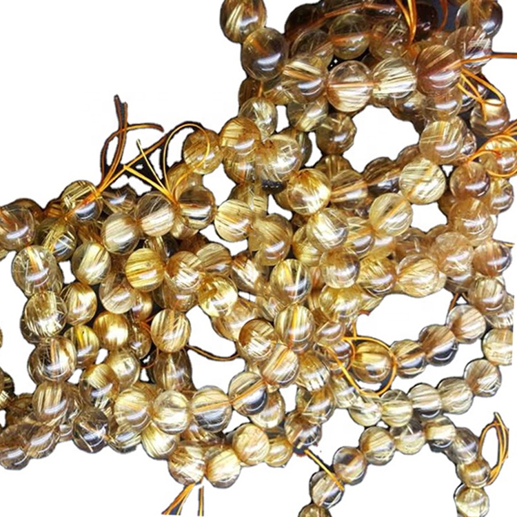 All'ingrosso perline di quarzo rutilazione oro naturale e cabochon per il processo di gioielli 17