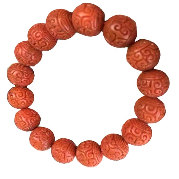Baoshan Nanhong σκαλιστό Βούδα στρογγυλά χάντρες Agate βραχιόλια 17