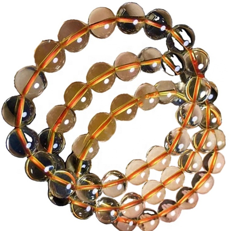 Genuí Citrí natural estirament rodó de pedra natural de pedres de pedra de pedra Polsera personalitzable 13