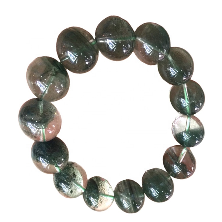 AAA naturale Ghost Phantom Quarzo Crystal Bracciale rotondo perline 14-15 mm 17