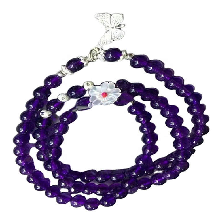 Breichled Gemstone Gemstone Amethyst Necklace / Chwefror Amethyst 40