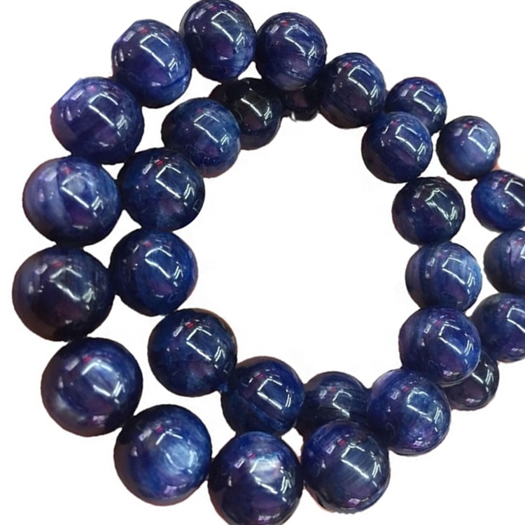 Braccialetto di Kyanite Braccialetto Blu Blue Kyanite Bracelet Natural Kyanite Gemstones 8mm Energia Reiki Bracciale Guarigione 17