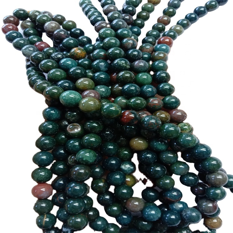 Grousshandel Gemstone Beads Gréng natierleche Bluttfuerer Ronds Perlch 16inch 17