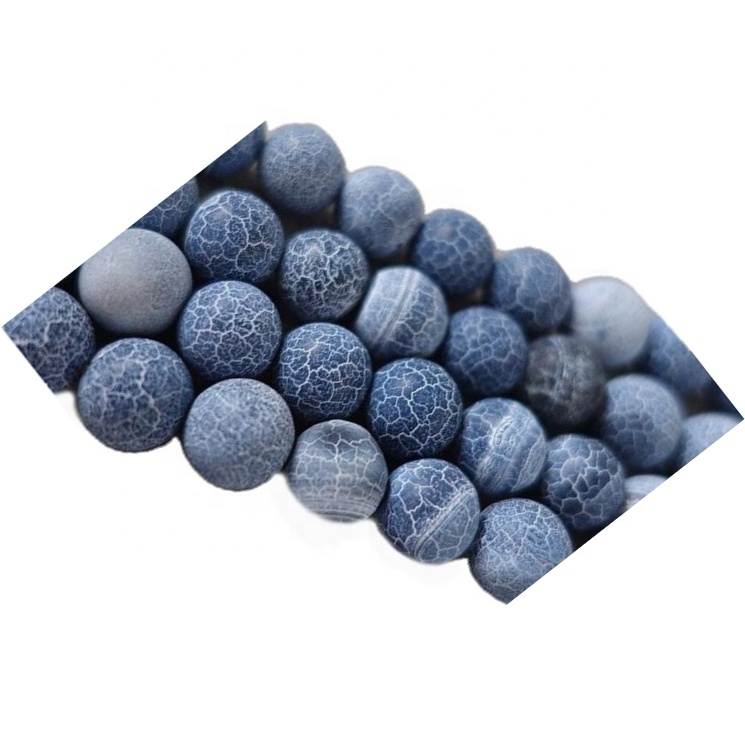 Frosted Black Fire Crackle Agate Dragon æðar Weathered Efloresce Agate Perlur 41