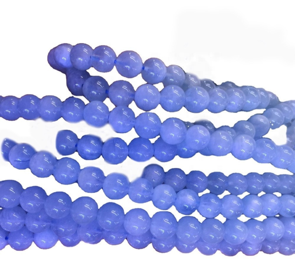 Натуральные молочные аквамарин круглые шарики свободные бусы делают оптом 41